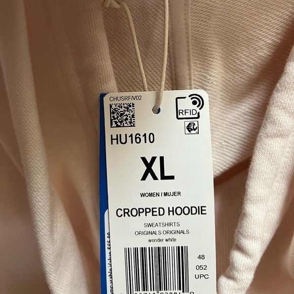 adidas originals off White '80s Cropped Hoodie Cream Trefoil XL NWT - Picture 7 of 10